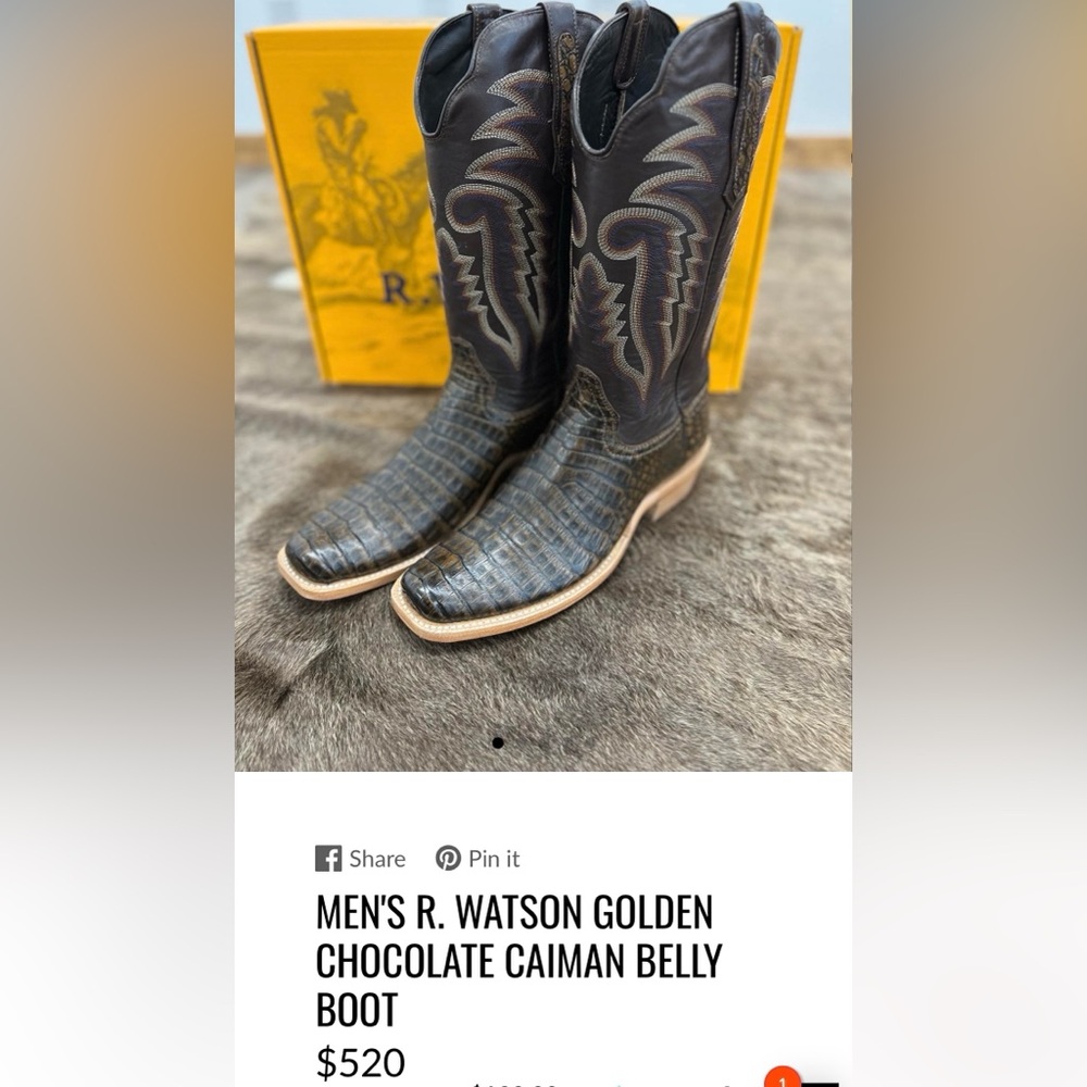 Golden Chocolate Caiman Cowboy Boots